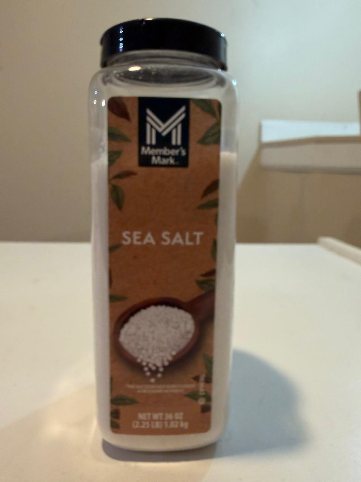 kitchen staple salt packaged in a clear plastic jar